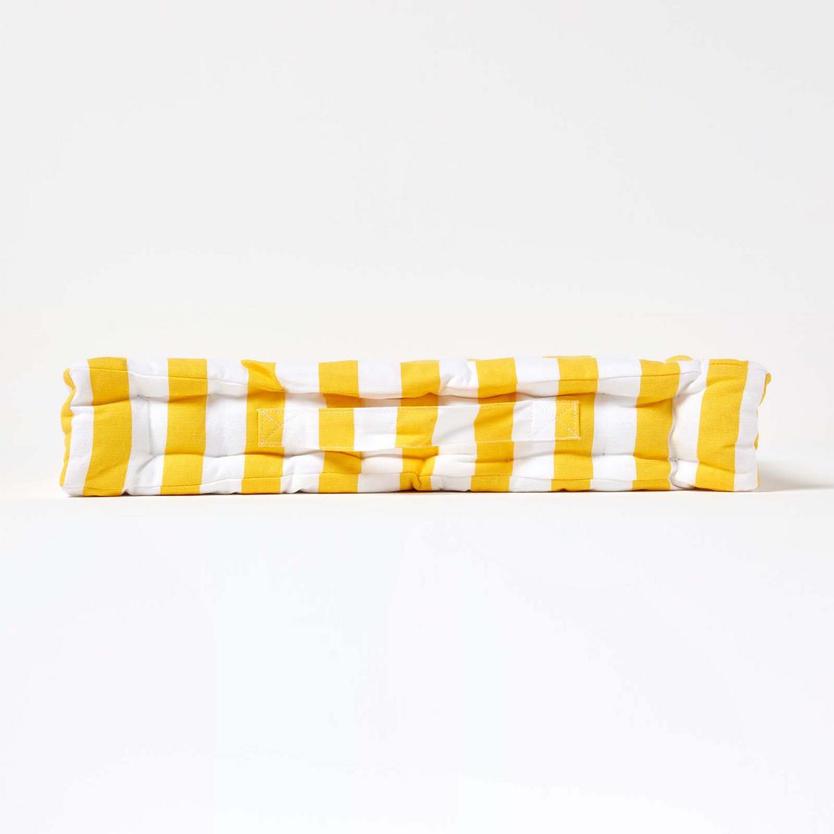 SITZKISSEN gelb-weiß gestreift 40/40/8 cm - Gelb, Textil (40/40/8cm) - Homescapes