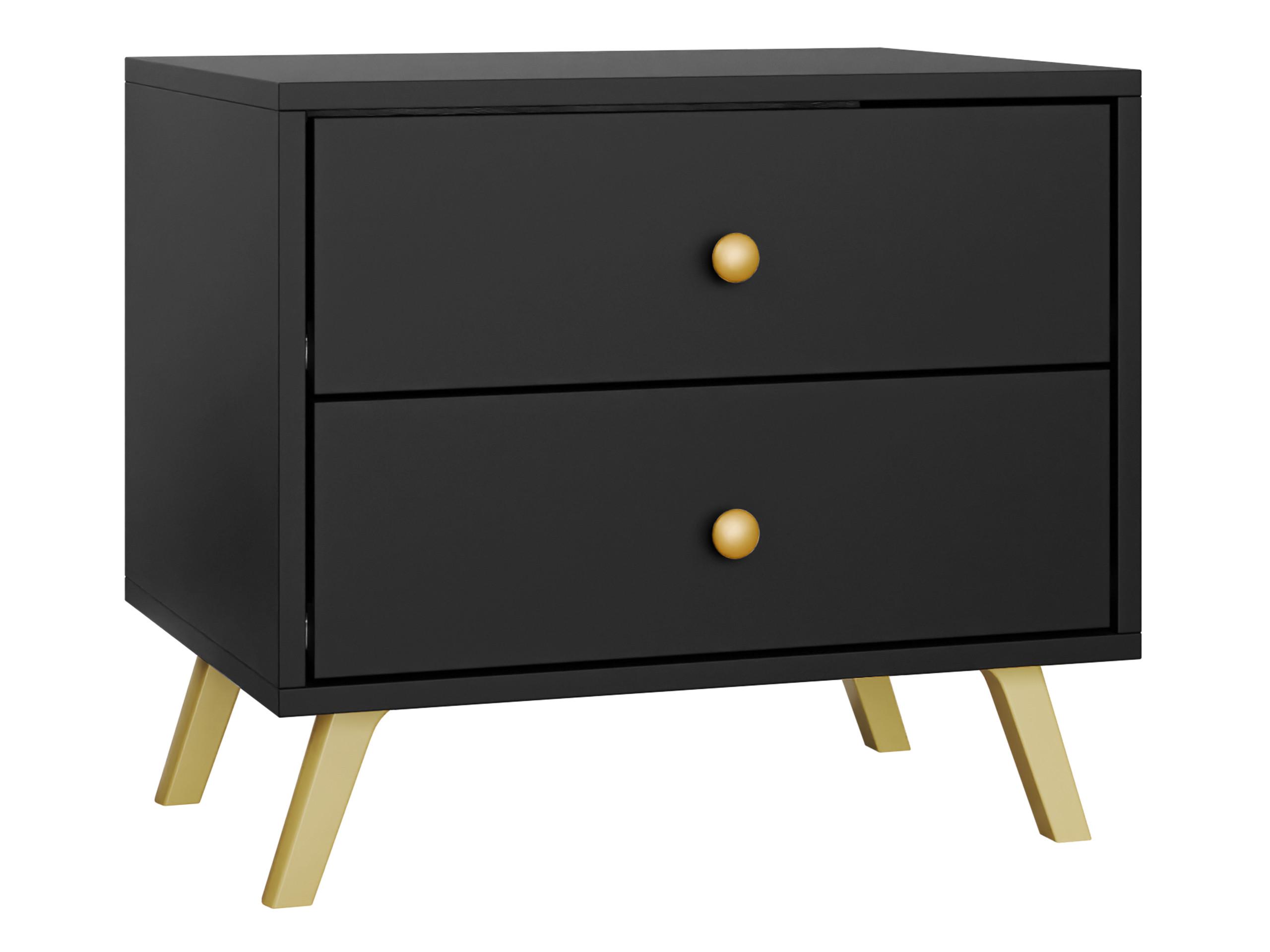NACHTTISCH Siena - Goldfarben/Schwarz, Holzwerkstoff/Metall (54/48/41cm) - MIRJAN24