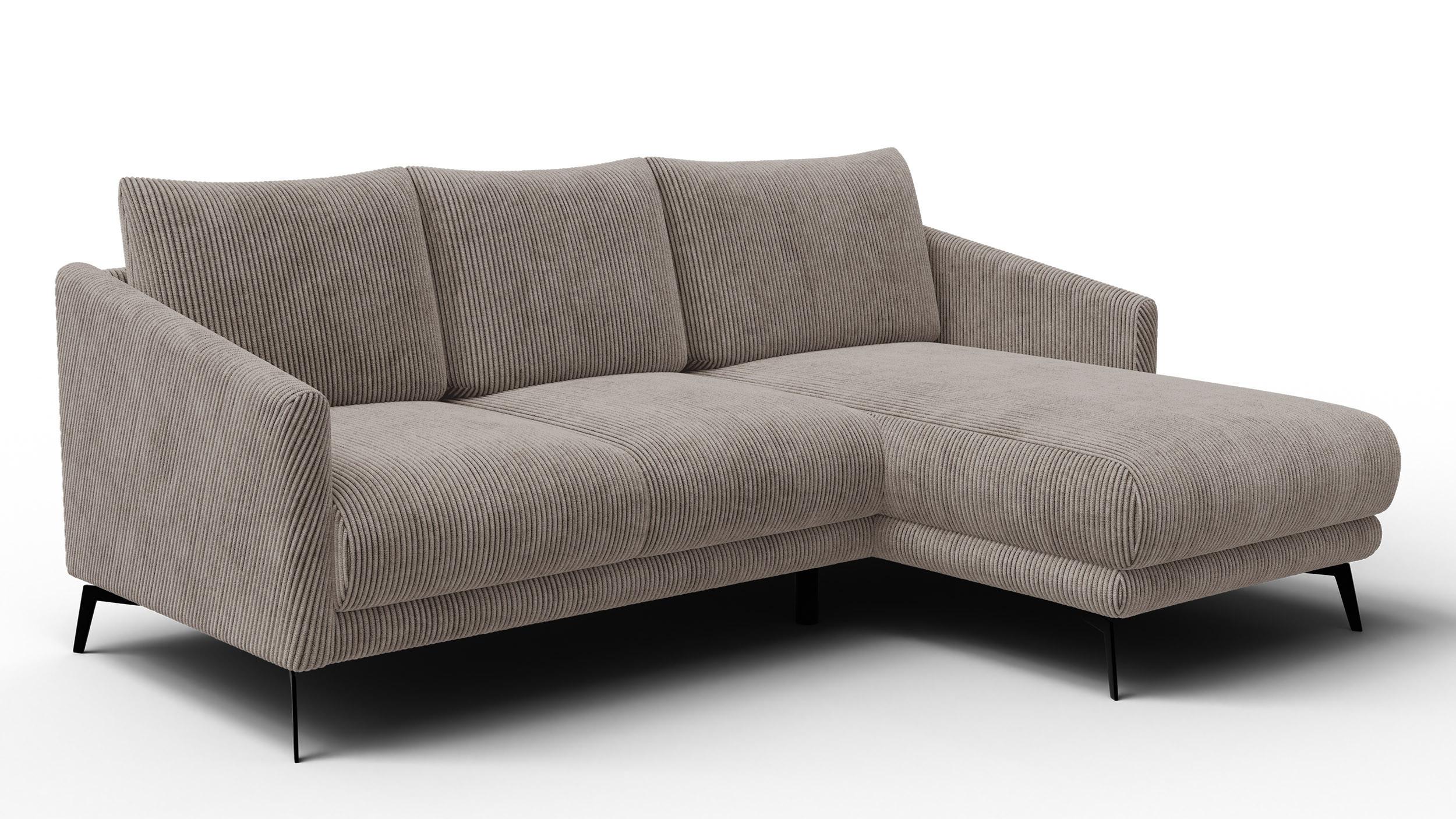 ECKSOFA VILT 3-Sitzer, taupe - Taupe/Schwarz, Holzwerkstoff/Textil (221/156cm) - Wozimo
