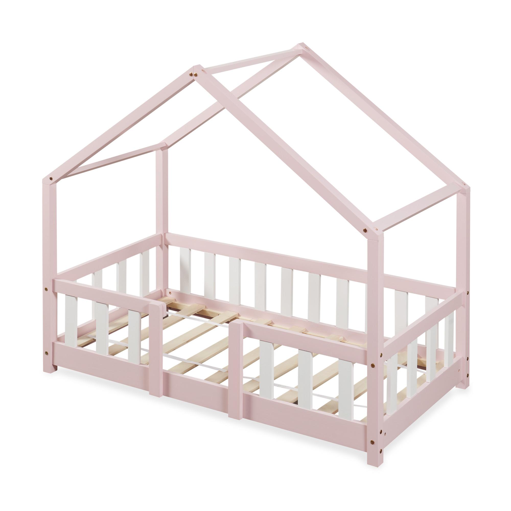 HAUSBETT Treviolo - Pink/Weiß, Holz (70/140cm) - [en.casa]