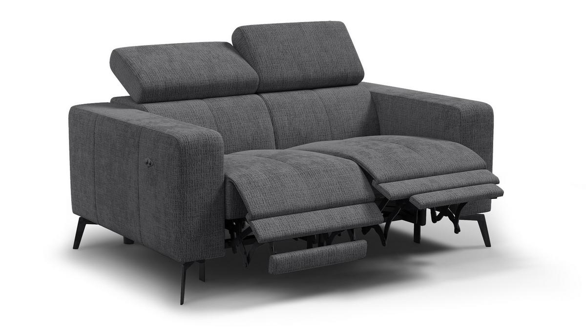 RELAXSOFA MORELLO 2-Sitzer, dunkelgrau, 2 x Relax Zero Gravity - Dunkelgrau, Holz/Textil (164/82/103cm) - Wozimo