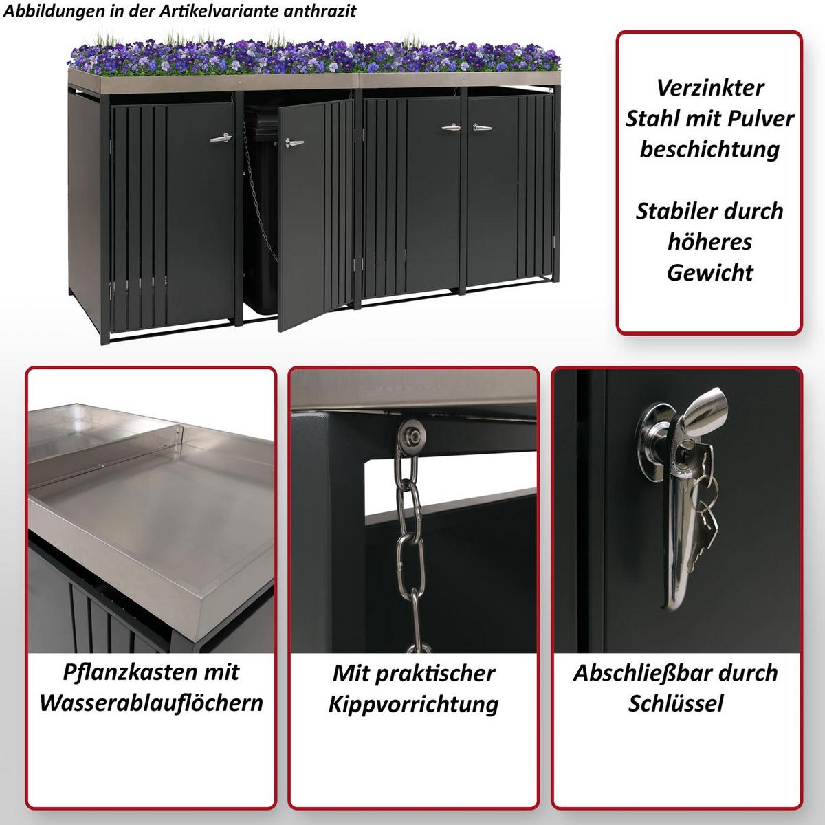 MÜLLTONNENVERKLEIDUNG Anthrazit, Beige - Anthrazit/Beige, Metall (260/125/84cm) - MCW