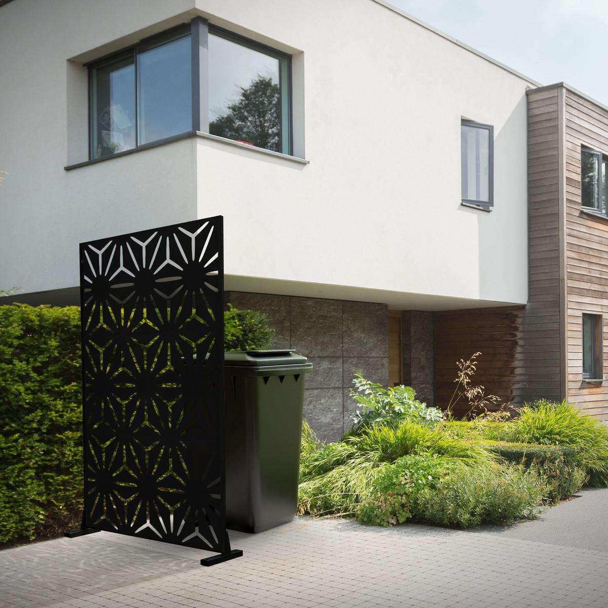 METALL-SICHTSCHUTZ Torino 90x180 cm Schwarz aus Stahl - Schwarz, Metall (90/183cm) - ML-DESIGN