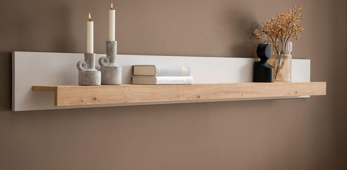 WANDBOARD Kaschmir, Artian Eiche, Wandregal 189 cm - Kaschmir/Eiche Artisan, Holzwerkstoff/Metall (189/20/18cm) - Furn.Design