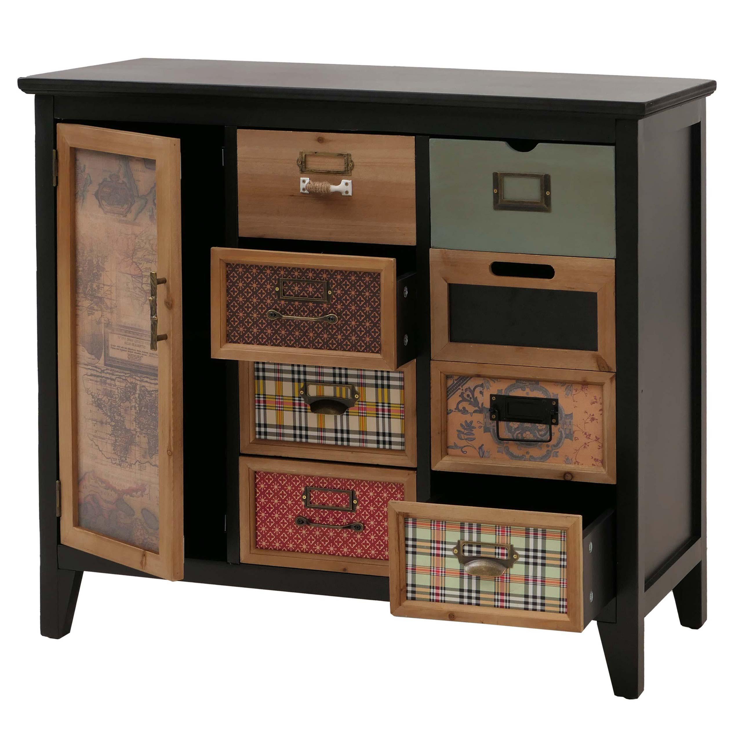 APOTHEKERKOMMODE Schwarz - Schwarz, Holz (91/80/40cm) - MCW