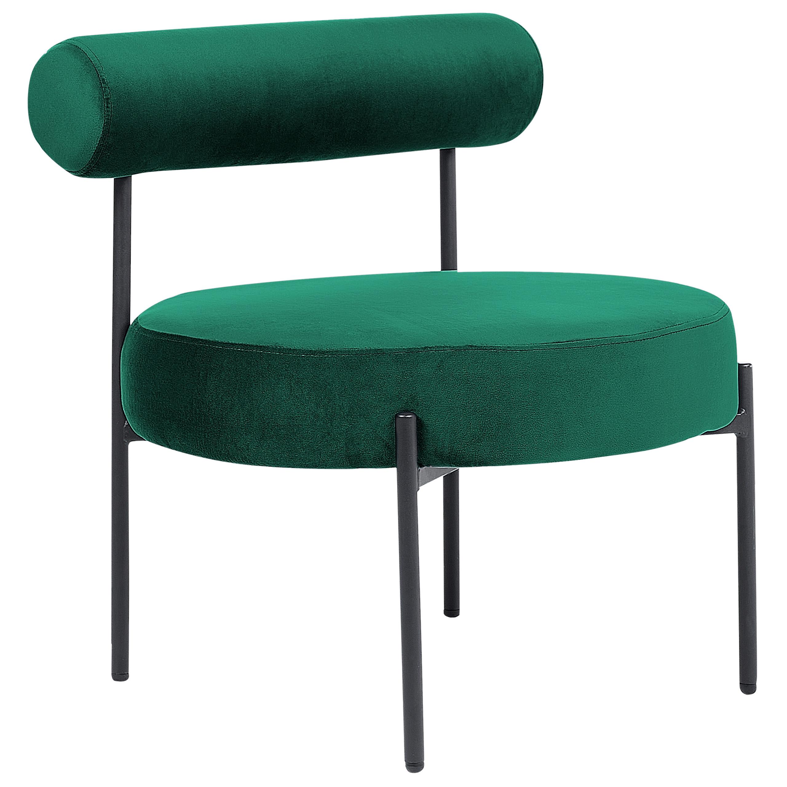 SESSEL Samtstoff Grün/Schwarz Alpha - Grün, Textil/Metall (60/66/60cm) - Beliani