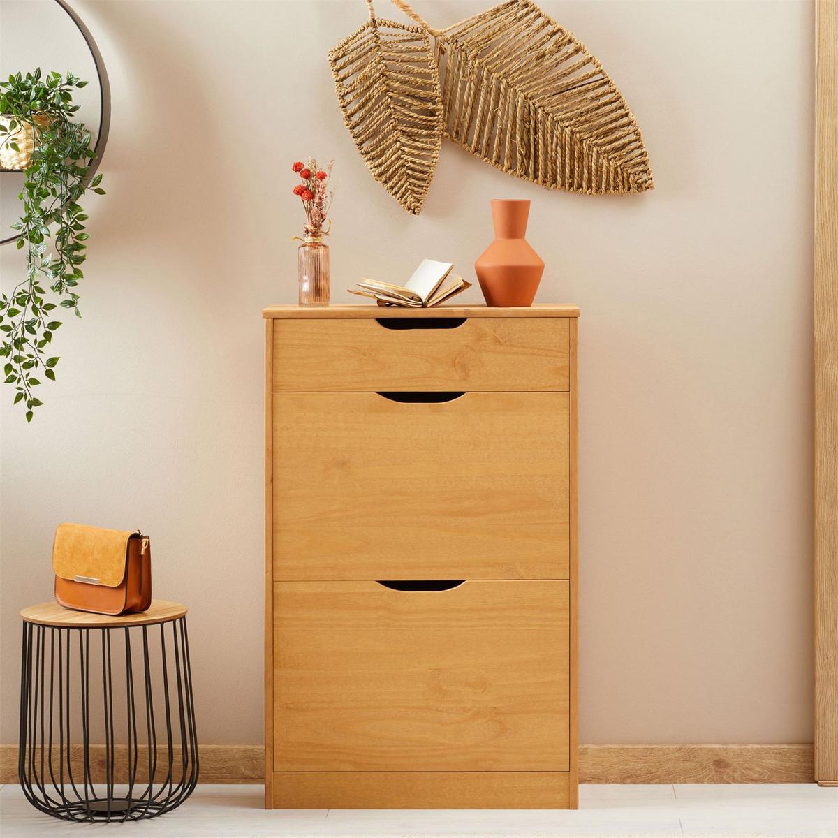 SCHUHSCHRANK BASIL - Braun, Holz (58/93/25cm) - IDIMEX