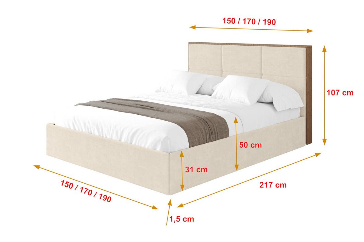 POLSTERBETT mit Bettkasten und Lattenrost, Boxbett ohne Matratze - LILA 140x200 Beige - Beige, Holzwerkstoff/Textil (140/200cm) - ALTDECOR