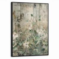 LEINWAND Bilder mit Rahmen - Blumen - Blätter - Abstrakt - Modern - 50x70 - Grau, Textil (50/70cm) - MuchoWow