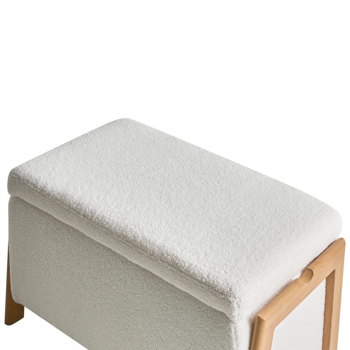 POLSTERBANK mit Stauraum Bouclé Weiß Edland - Weiß/Braun, Textil/Metall (75/44/43cm) - Beliani