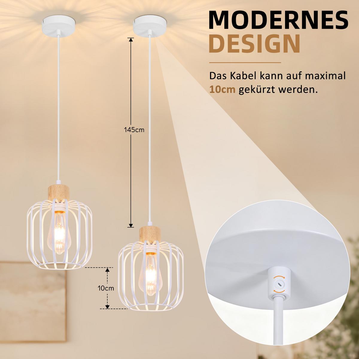 PENDELLEUCHTE Wyvith 18/10/145 cm - Weiß, Holz/Metall (18/10/145cm) - ZMH