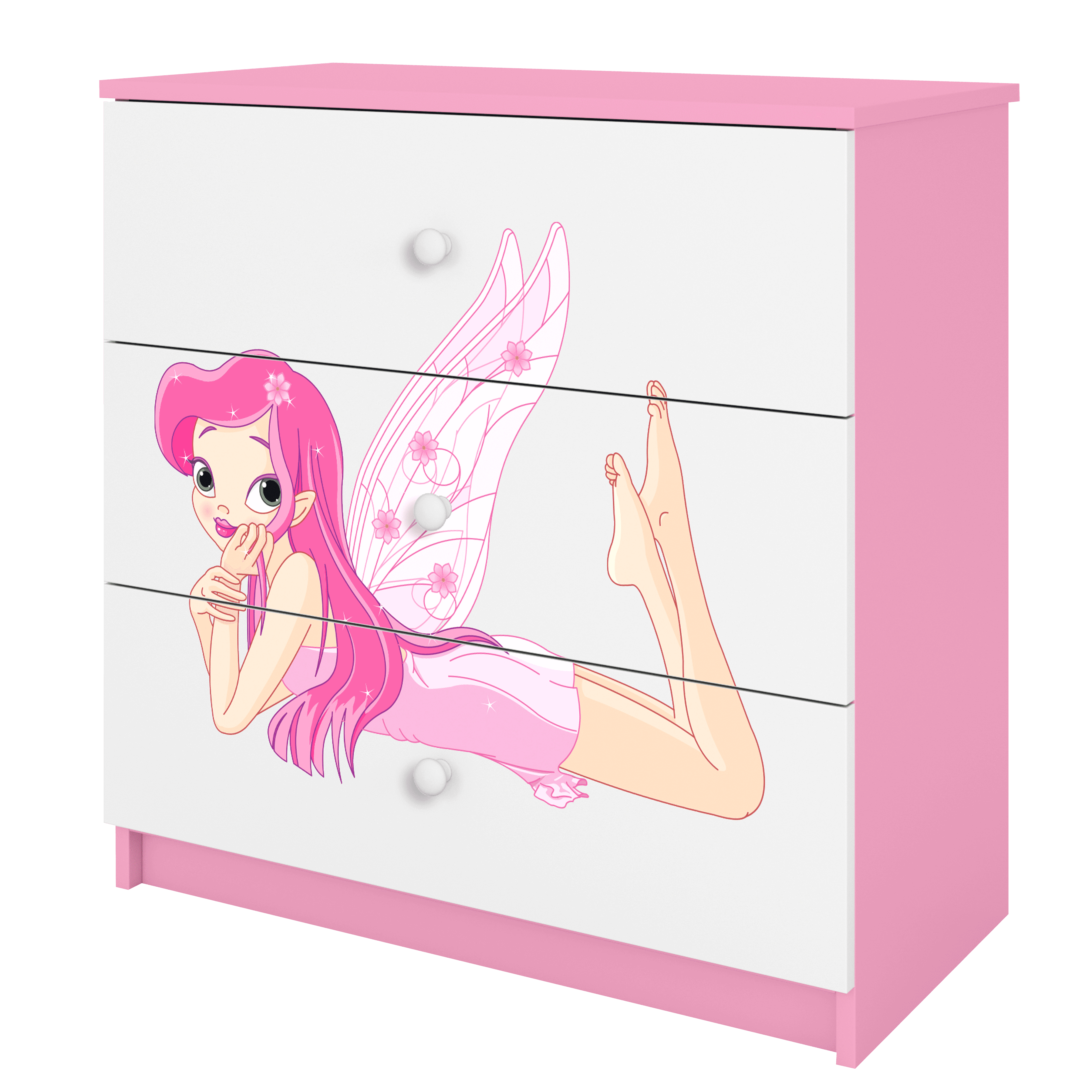 KOMMODE Babydreams Elfe mit Flügeln 81/81/41 - Rosa, Holzwerkstoff (81/81/41cm) - RAUMHIRSCH FURNITURE