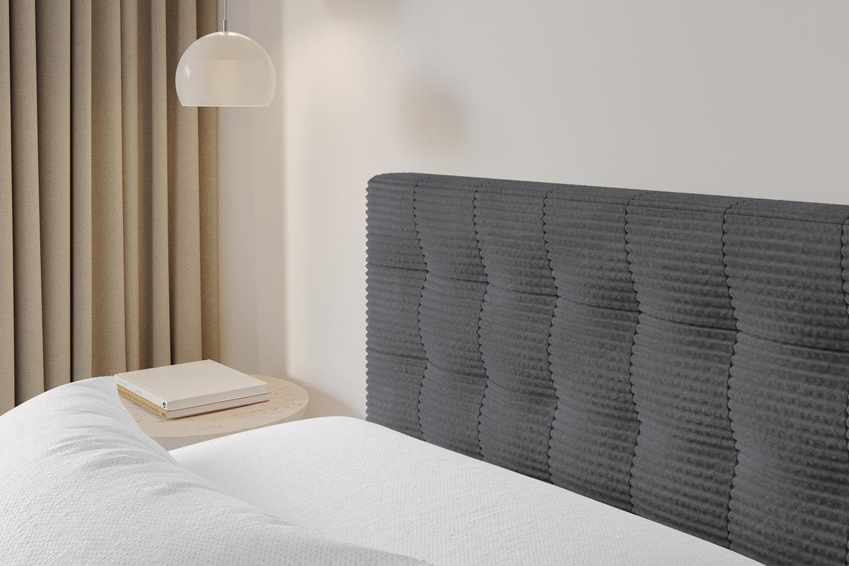 POLSTERBETT mit Bettkasten und Lattenrost, Boxbett ohne Matratze - PARI 160x200 Dunkelgrau - Anthrazit, Holzwerkstoff/Textil (160/200cm) - ALTDECOR