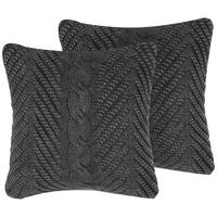 DEKOKISSEN 2er-Set Dunkelblau 45/45 cm Konni - Dunkelblau, Naturmaterialien/Textil (45/45cm) - Beliani