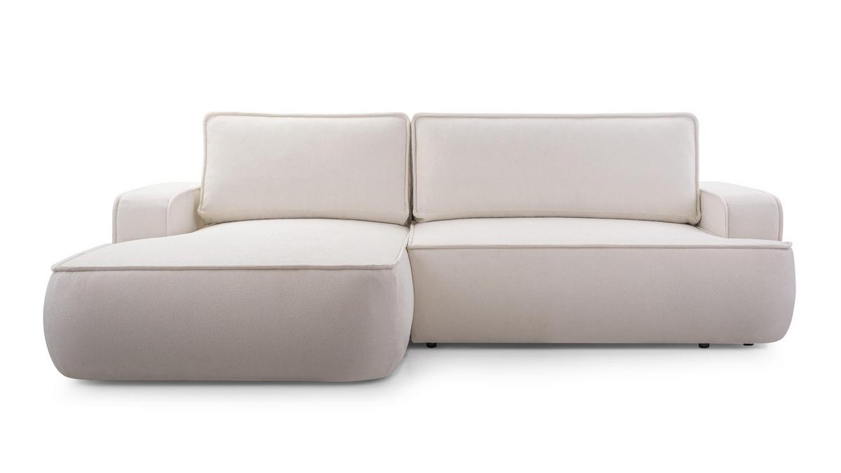 ECKSOFA L Form Ablia Creme 267/168/87 cm mit Schlaffunktion L - Creme/Schwarz, Kunststoff/Textil (168/267cm) - AX Living