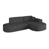 ECKSOFA Ottomane Rechts MARI-L1 - 243x171x79 cm Dunkelgrau Velours - Dunkelgrau/Schwarz, Holzwerkstoff/Kunststoff (171/243cm) - ALTDECOR