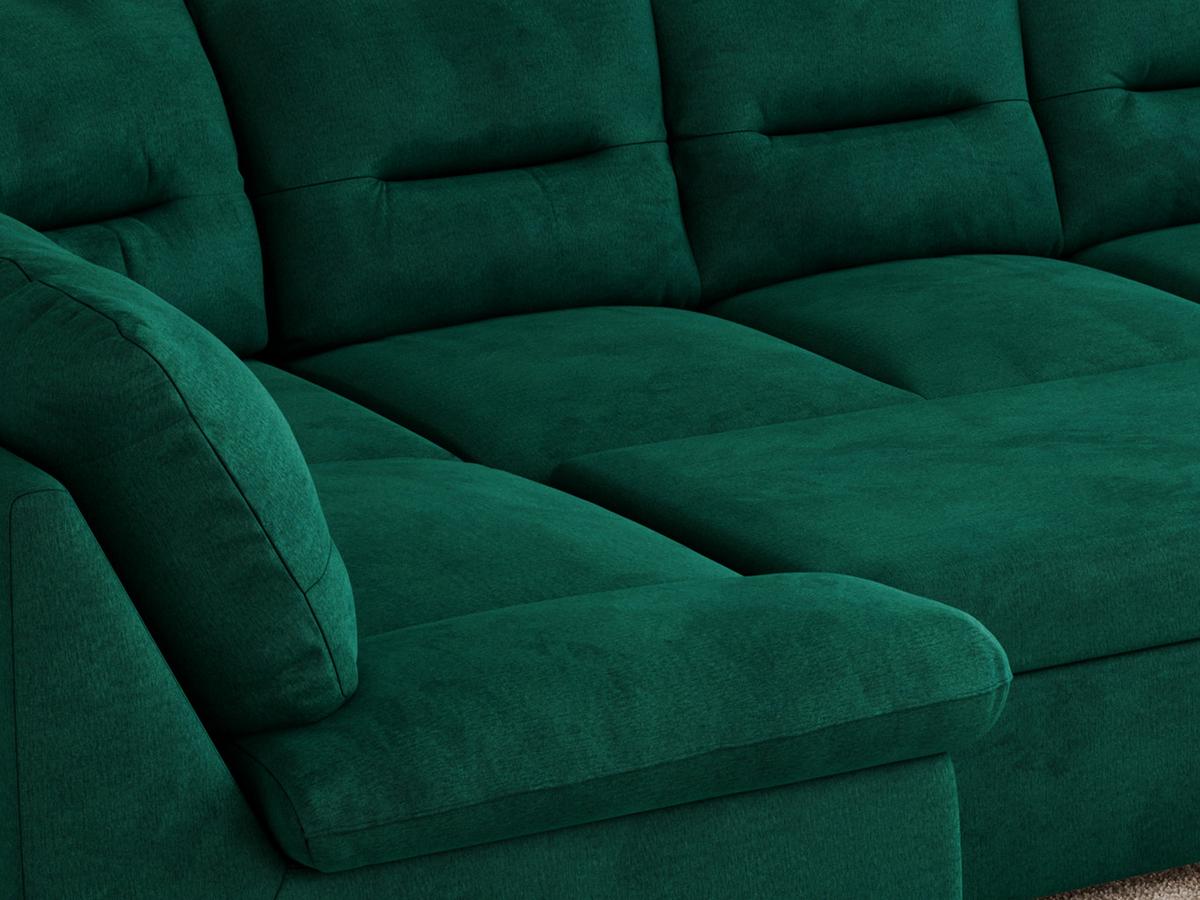 WOHNLANDSCHAFT COMODO U Dunkelgrün Velvet - Dunkelgrün/Silberfarben, Textil/Metall (340/93/206cm) - MKS