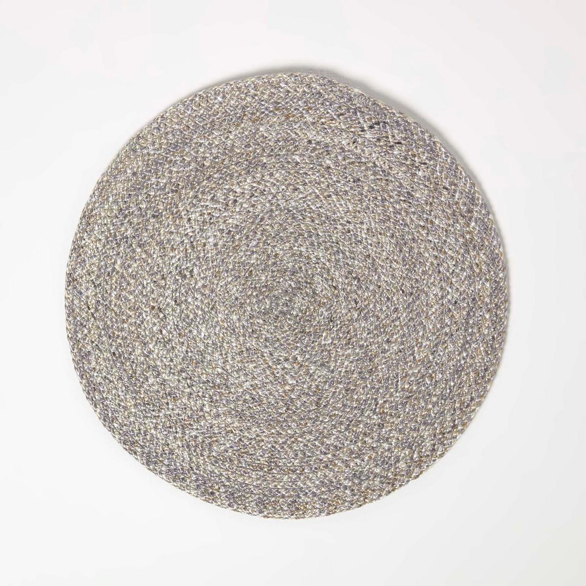 TISCHSET silber im 4er-Set, Platzsets rund geflochten, 40 cm - Silberfarben, Textil (40/40cm) - Homescapes