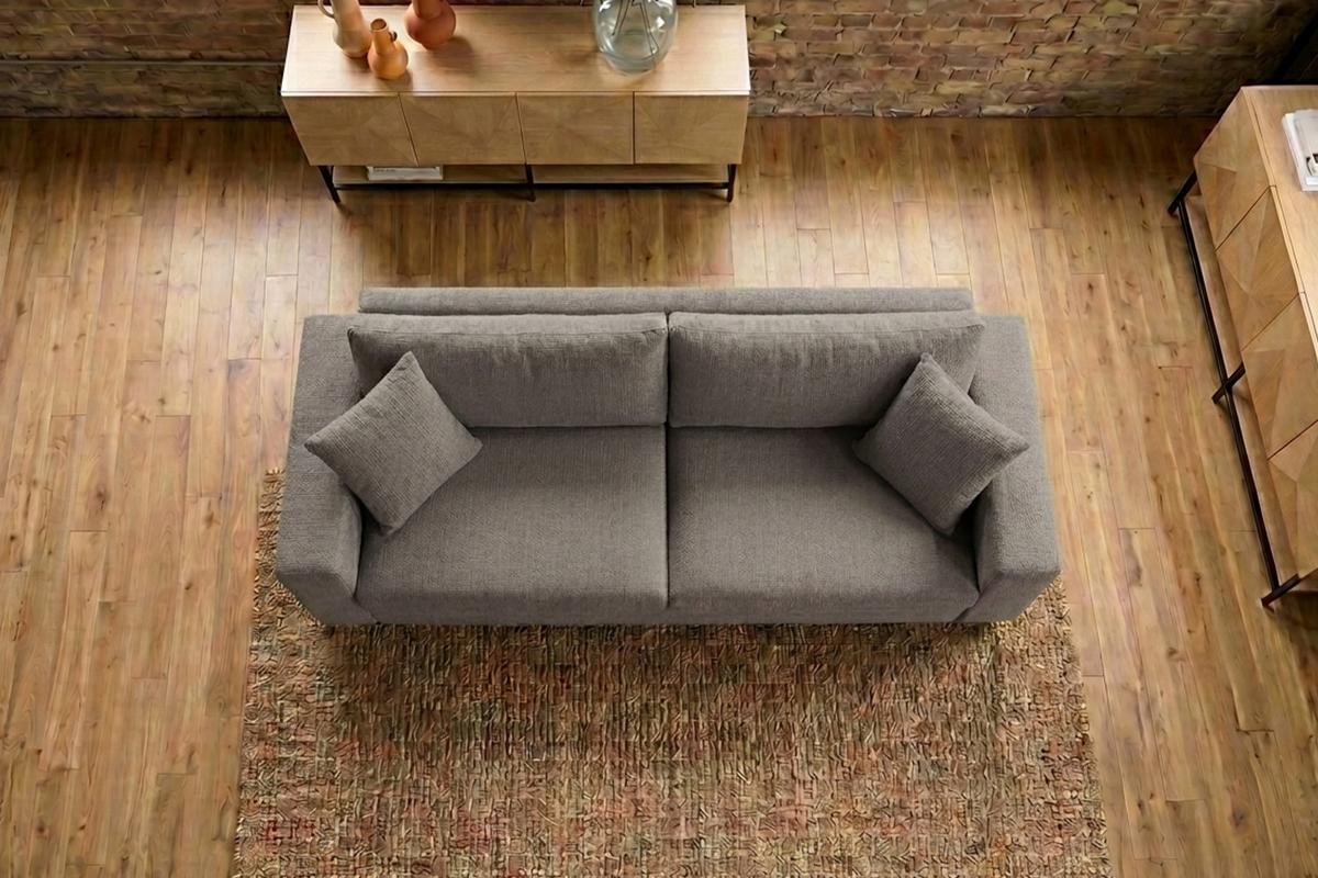 SOFA AMINA Taupe Flachgewebe - Taupe/Schwarz, Buchenholz/Textil (228/82/101cm) - KAWOLA