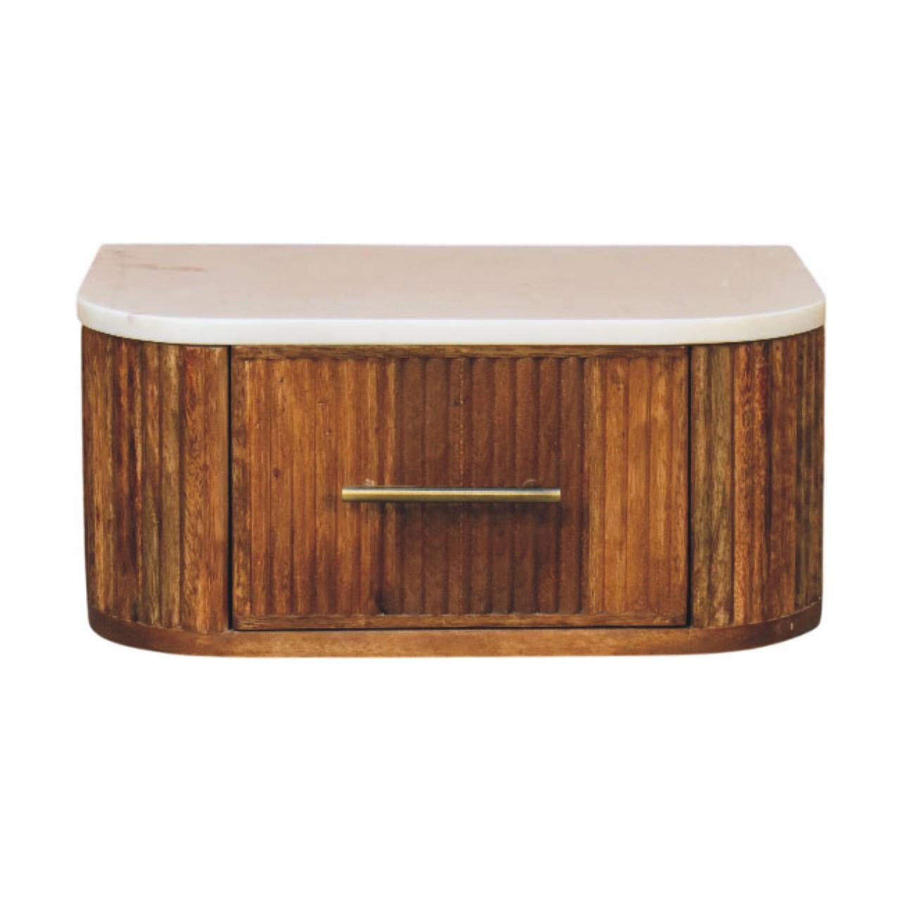 NACHTTISCH mit Golden-Teak-Finish, Marmorplatte oben, 1 Schublade, braun - Braun, Holz/Naturmaterialen (44/20/31cm) - Artisan Furniture