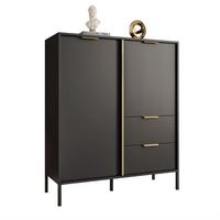 KOMMODE LARETTO 2D2S anthrazit - Schwarz, Holzwerkstoff (103/123.4/40cm) - Lookway