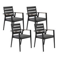 GARTENSTUHL 4er-Set Aluminium schwarz Taviano - Schwarz, Metall (54/86/58cm) - Beliani