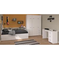 KINDERZIMMER Set 3-tlg. mit Bett 90x200 cm, Kleiderschrank Schreibtisch - Silberfarben/Weiß, Holz/Holzwerkstoff (203/203/113cm) - Parisot Meuble