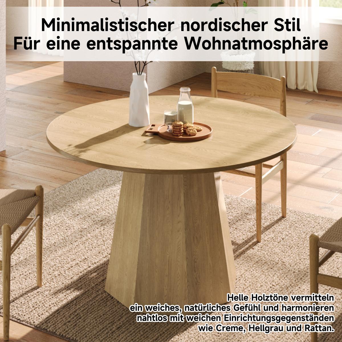ESSTISCH rund eiche skandinavisch 120cm - Eichefarben, Holzwerkstoff (120/120/75cm) - Urban Meuble