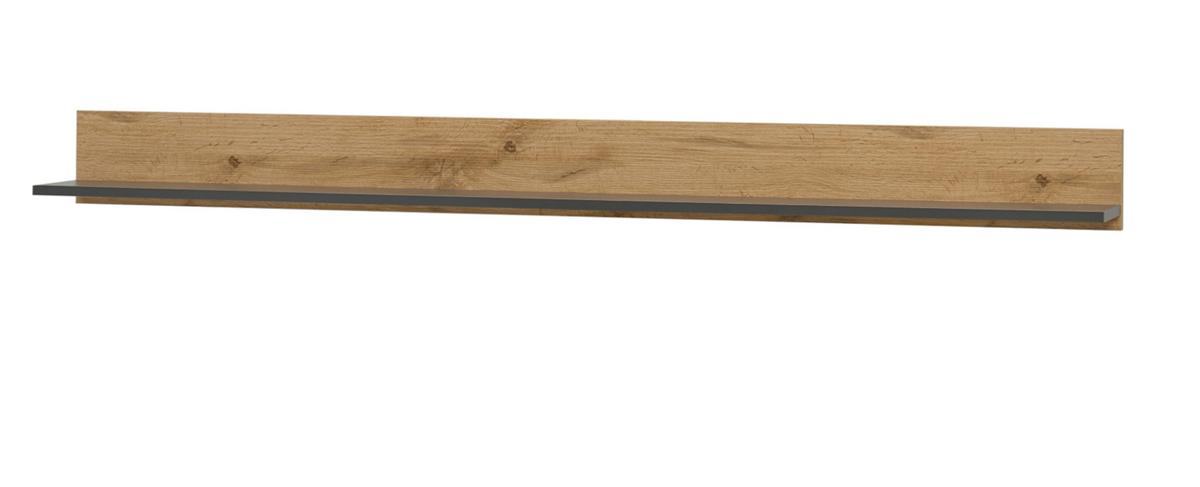 WANDBOARD grau matt, Eiche Wotan 170 x 15 cm, Wandregal hängend - Eiche Wotan/Grau, Holzwerkstoff/Metall (170/15/20cm) - Furn.Design