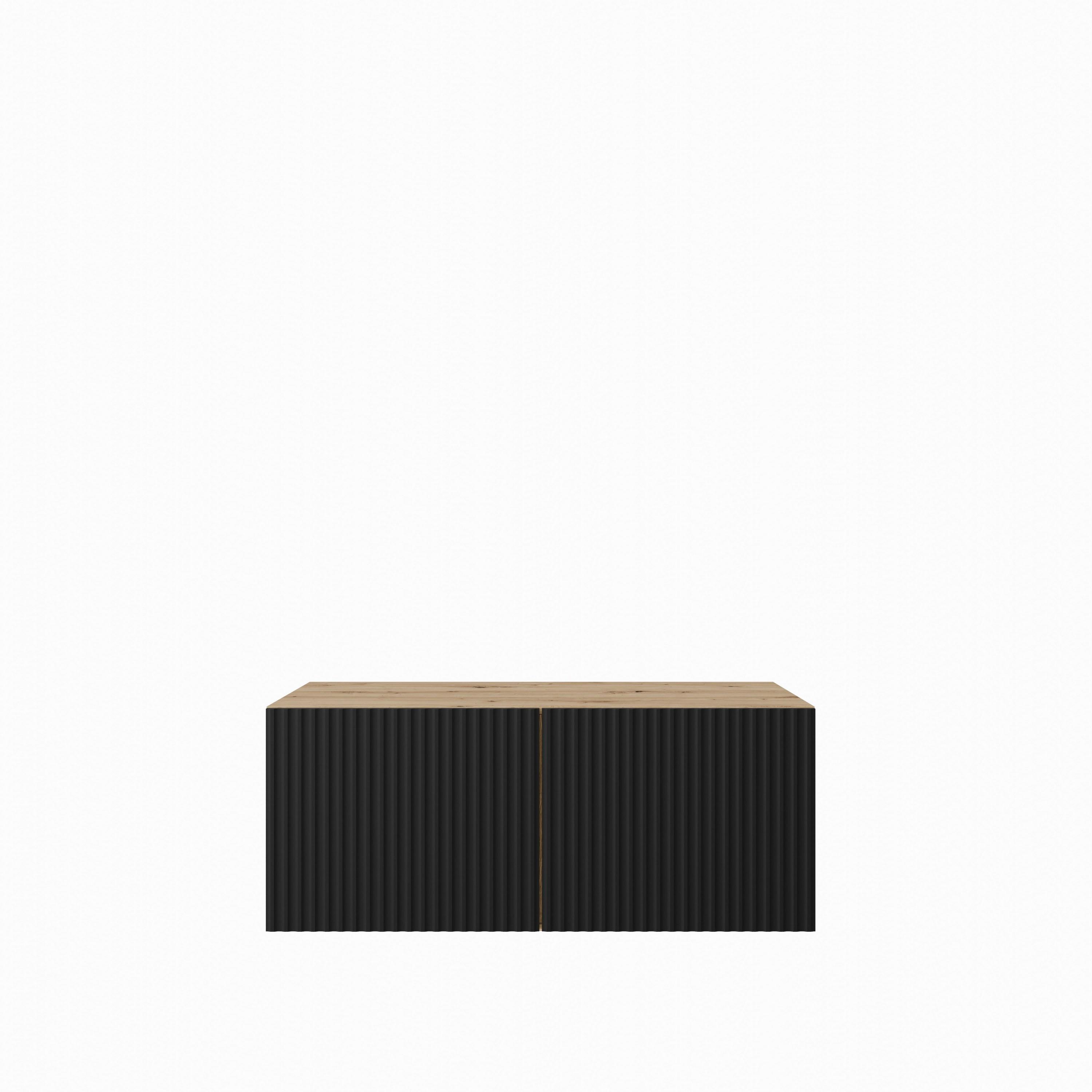 LOWBOARD VAREN 100/41/40 cm, Hängender TV-Schrank Eiche Artisan - Schwarz/Eiche Artisan, Holzwerkstoff (100/41/40cm) - MASSENO