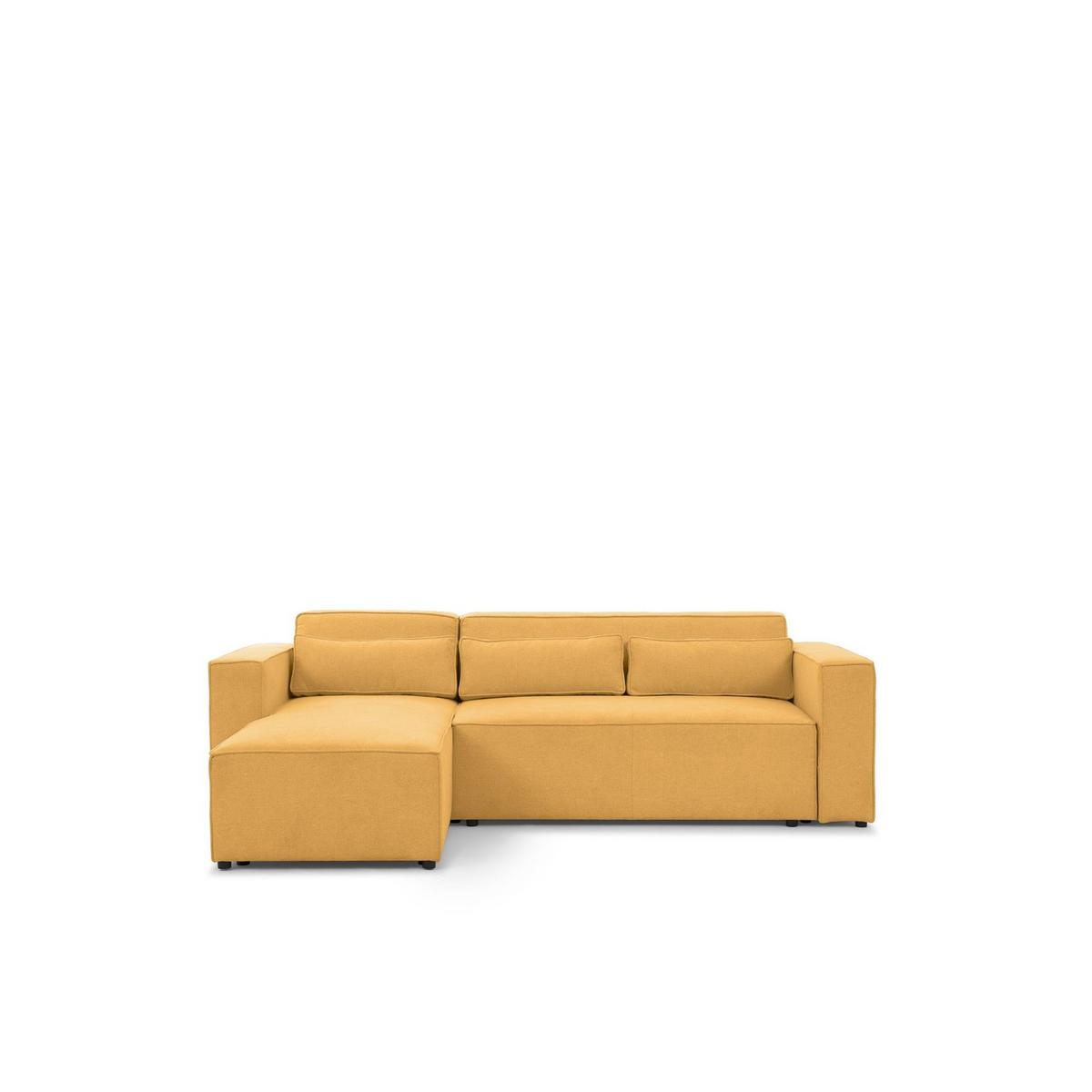 ECKSOFA Schlafsofa Waldo In Stoff Poso - Currygelb, Holzwerkstoff/Textil (260/173cm) - Fun Möbel