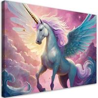 WANDBILD buntes einhorn - Pink, Textil (60/40cm) - Feeby