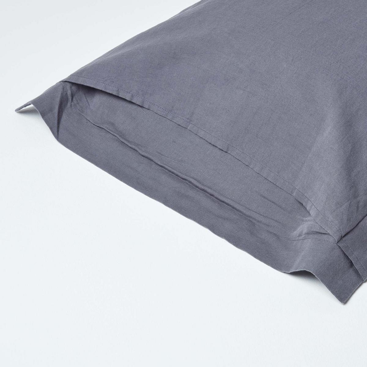 KISSENBEZUG Leinen mit Stehsaum - Dunkelgrau, Textil (50/90cm) - Homescapes