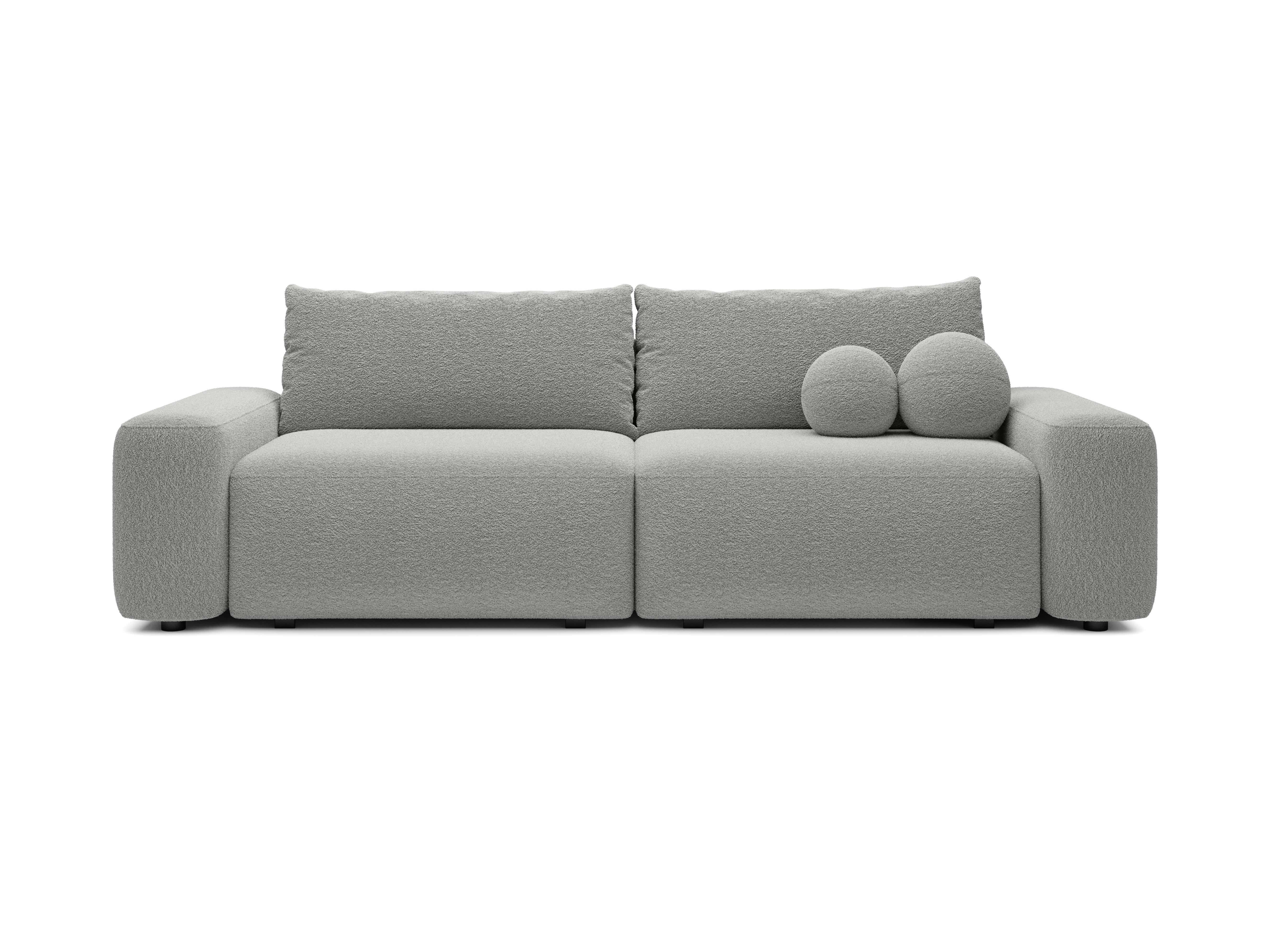 BETTSOFA RUOTA Grau Bucle-Stoff mit Schlaffunktion - Grau, Textil (105/87/257cm) - MASSENO
