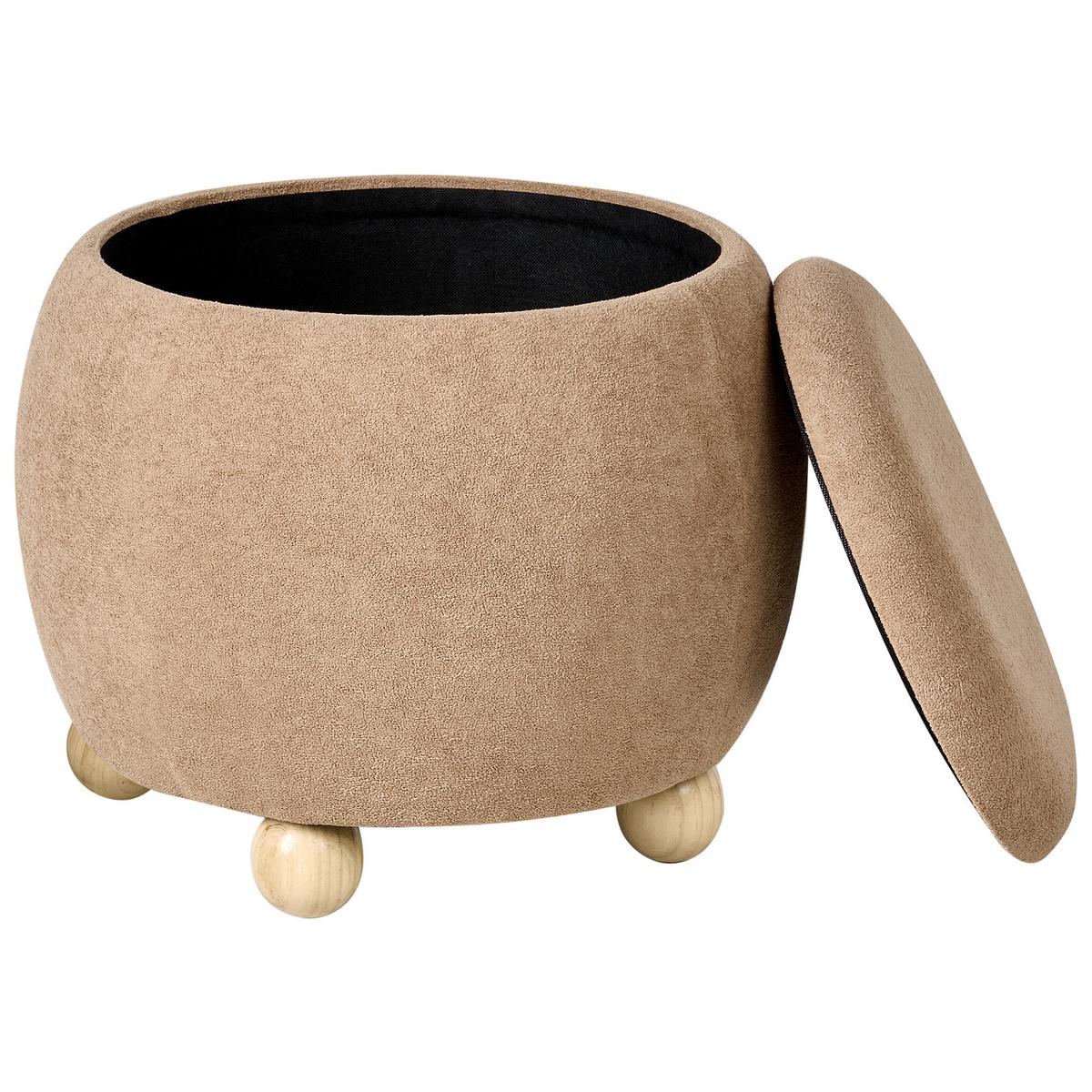 POUF mit Stauraum Bouclé Hellbraun Annabella - Hellbraun, Textil (40/42/40cm) - Beliani