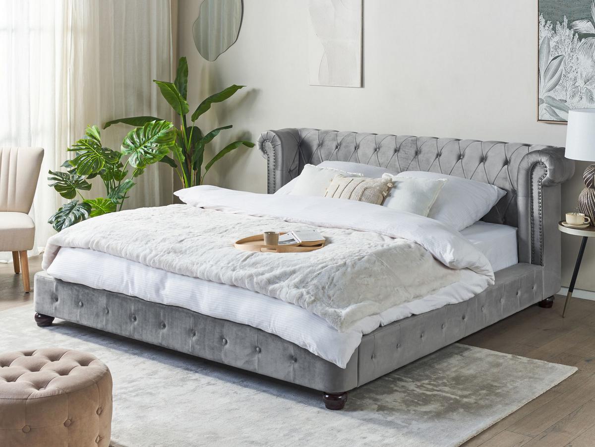WASSERBETT 180/200cm Hellgrau Cavaillon - Hellgrau, Textil (180/200cm) - Beliani