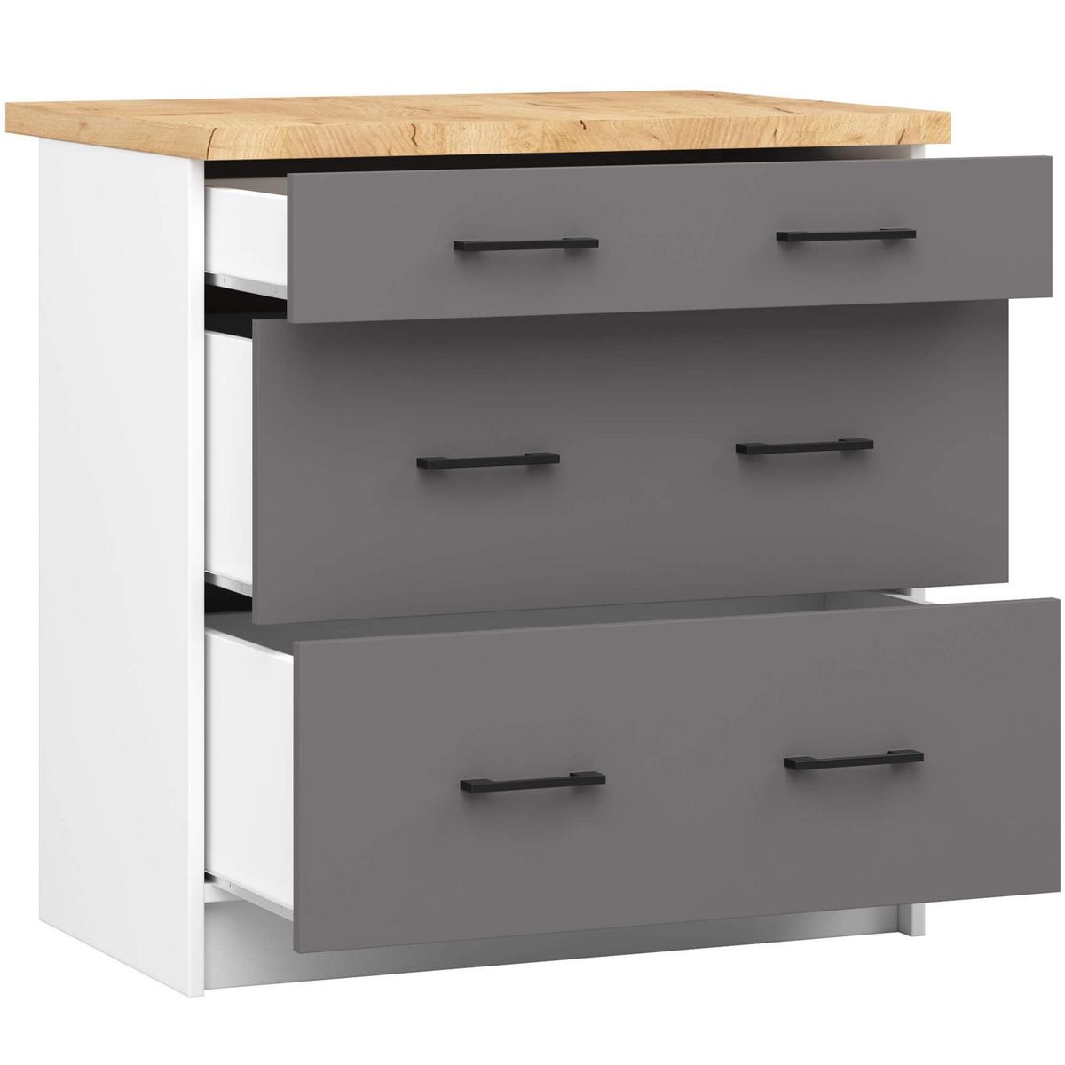 UNTERSCHRANK Weiß, Graphit Grau 85/80/46 - Dunkelgrau/Weiß, Holzwerkstoff (80/85/46cm) - RAUMHIRSCH FURNITURE