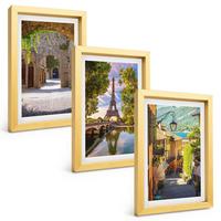 BILDER SET 3er Set - 20x30 cm Goldrahmen - Straßen der Eiffel-Architektur - Goldfarben, Kunststoff (20/30cm) - TULUP