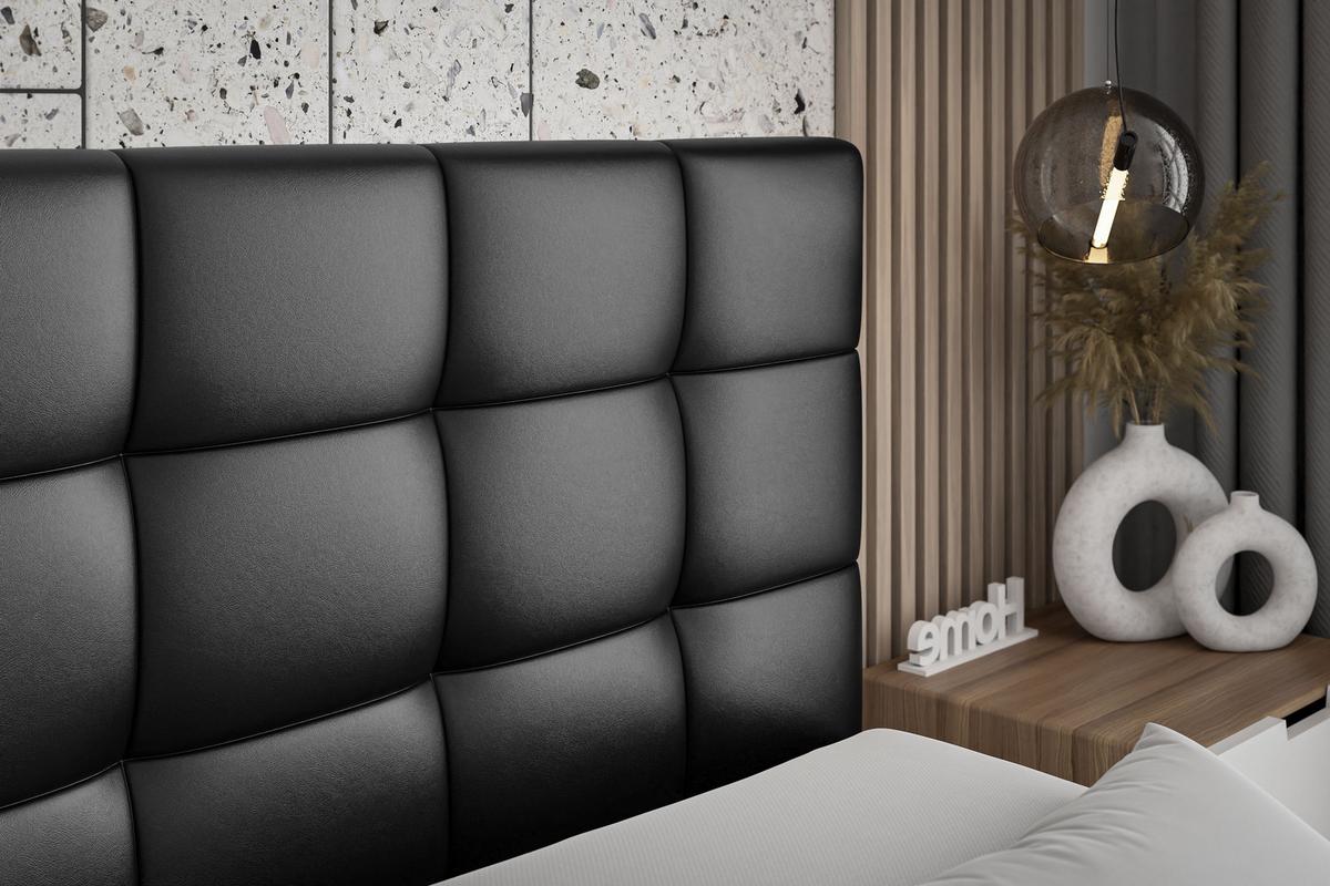 BOXBETT mit H3-Matratze und Lattenrost - BRUGO - 140x200 Schwarz Hochglanz - Schwarz Hochglanz, Holzwerkstoff (140/200cm) - ALTDECOR