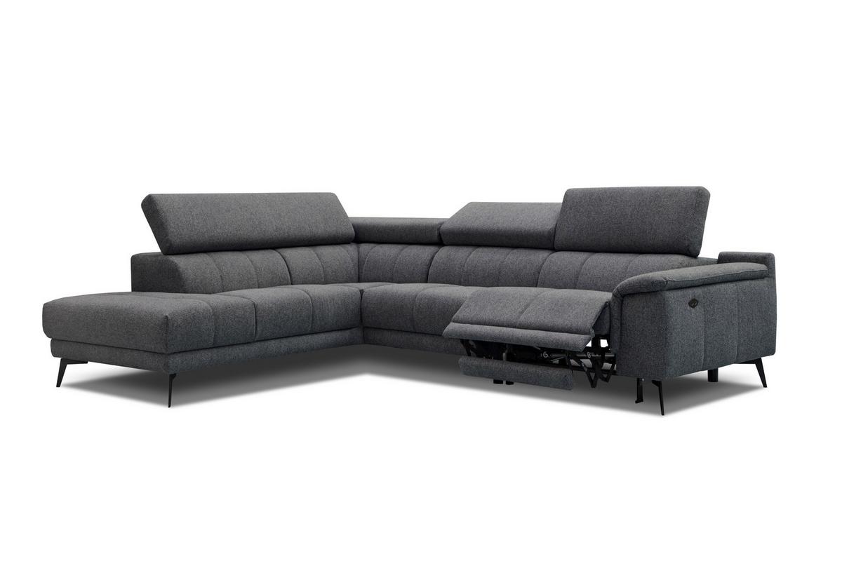 ECKSOFA FIERO 5-Sitzer mit 1 Relaxfunktion, dunkelgrau - Dunkelgrau, Holzwerkstoff/Textil (228/290cm) - Wozimo