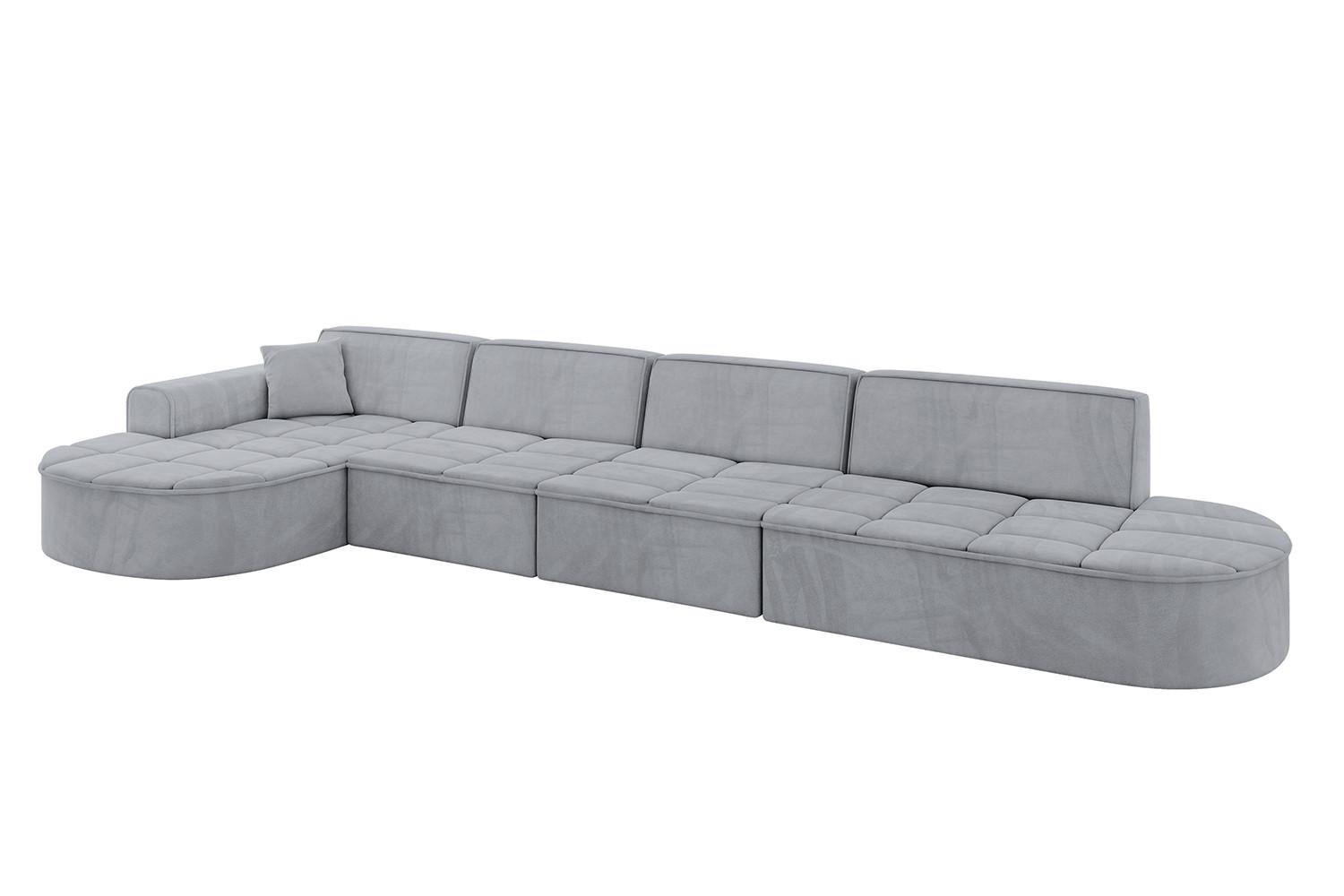 ECKSOFA Ottomane Links TARO-L3 - 413x171x79,5 cm Hellgrau - Grau, Holzwerkstoff/Textil (413/171cm) - ALTDECOR