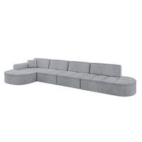 ECKSOFA Ottomane Links TARO-L3 - 413x171x79,5 cm Hellgrau - Grau, Holzwerkstoff/Textil (413/171cm) - ALTDECOR