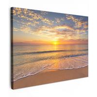 LEINWANDBILD Strand - Sonnenuntergang - Meer Wandbild 40x30 cm - Gelb, Textil (40/30cm) - MuchoWow