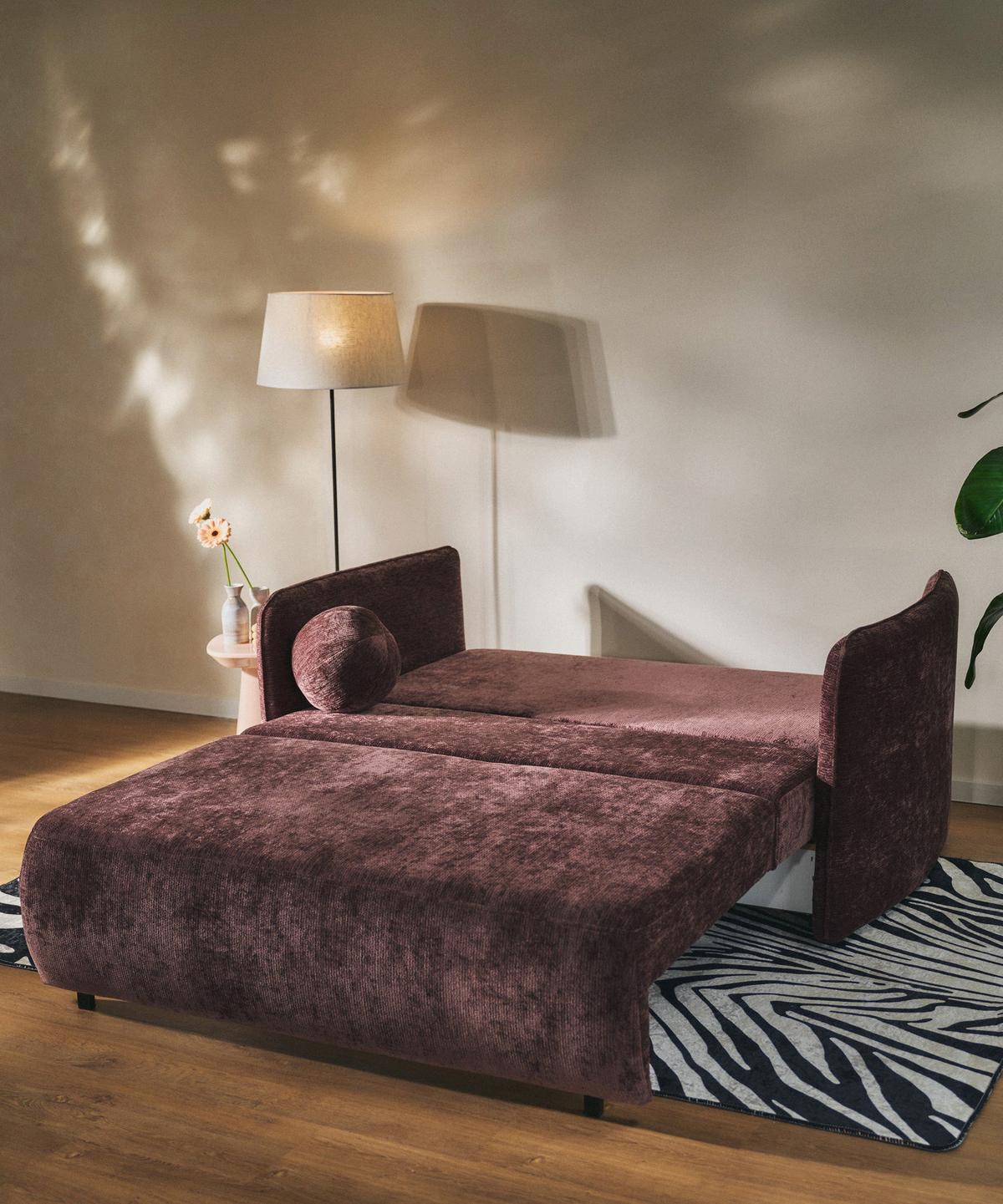 SCHLAFSOFA Paxi 165 cm - Lila/Schwarz, Textil/Metall (165/84/106cm) - Selsey