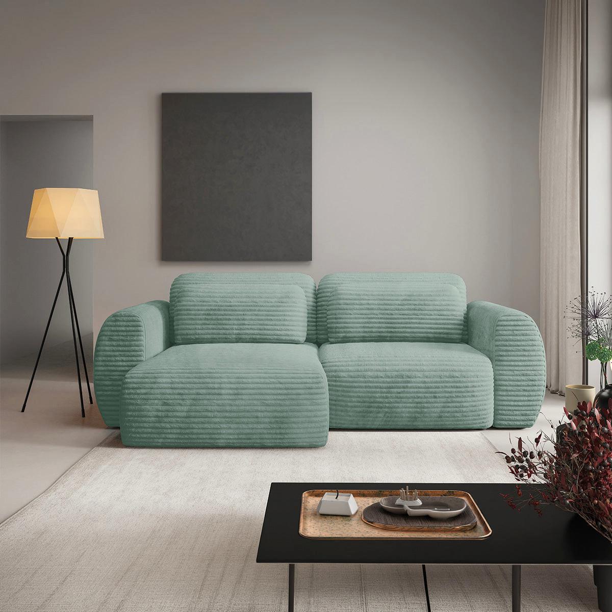ECKSOFA Camilla 3 Sitzplätze Wassergrün - Grün, Holz (270/165cm) - Petits-meubles