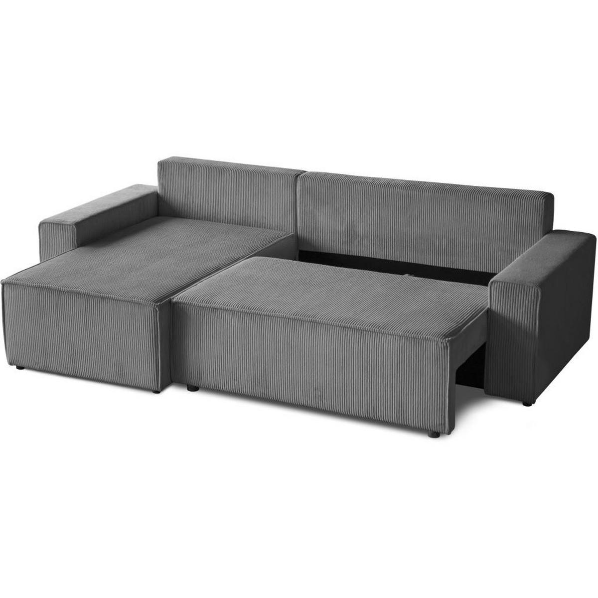 ECKSCHLAFSOFA mit Schlaffunktion Hektor, 277 cm, Ottomane 100 cm, grau - Schwarz/Grau, Kunststoff/Textil (277/152cm) - Beautysofa
