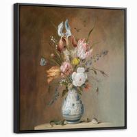 LEINWAND Bilder mit Rahmen - Alte Meister - Blumen - Balthasar van der Ast - 50x50 - Hellbraun, Textil (50/50cm) - MuchoWow