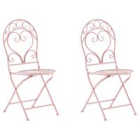 GARTENSTUHL 2er-SET Metall rosa zusammenklappbar Albinia - Pink, Metall (42/94/55cm) - Beliani