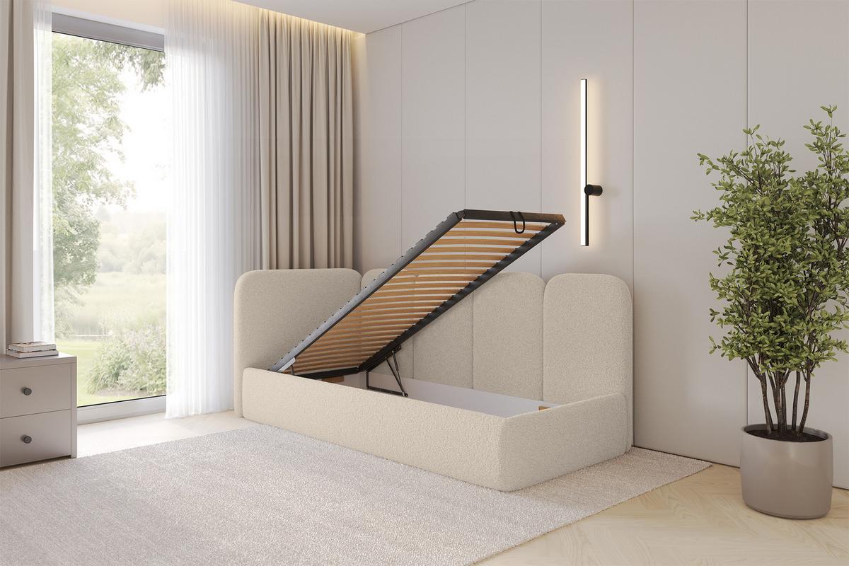 EINZELLBETT Jugendbett mit Bettkasten, Rechts - VELY 80x200 Dunkelbeige - Taupe, Holzwerkstoff/Textil (80/200cm) - ALTDECOR