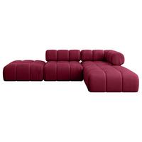 ECKSOFA modulares Sofa Kerru-L1 - 285x190x70 cm Bordeauxrot Velours - Bordeaux, Holzwerkstoff/Textil (285/190cm) - ALTDECOR